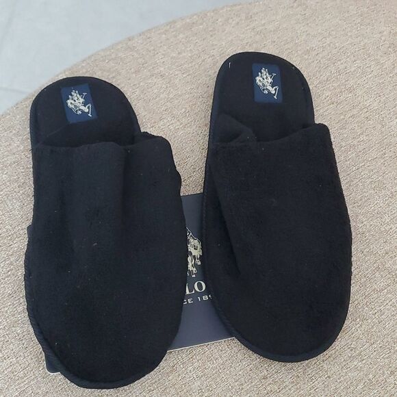 US Polo Assoc Black Memory Foam Slippers - Picture 1 of 5
